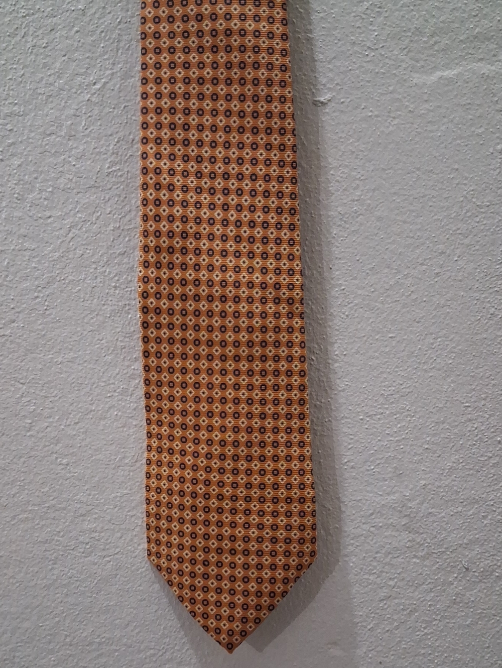 GAP PREMIUM Classic Men's Orange, Blue And Gold Geometric Silk Tie Halloween